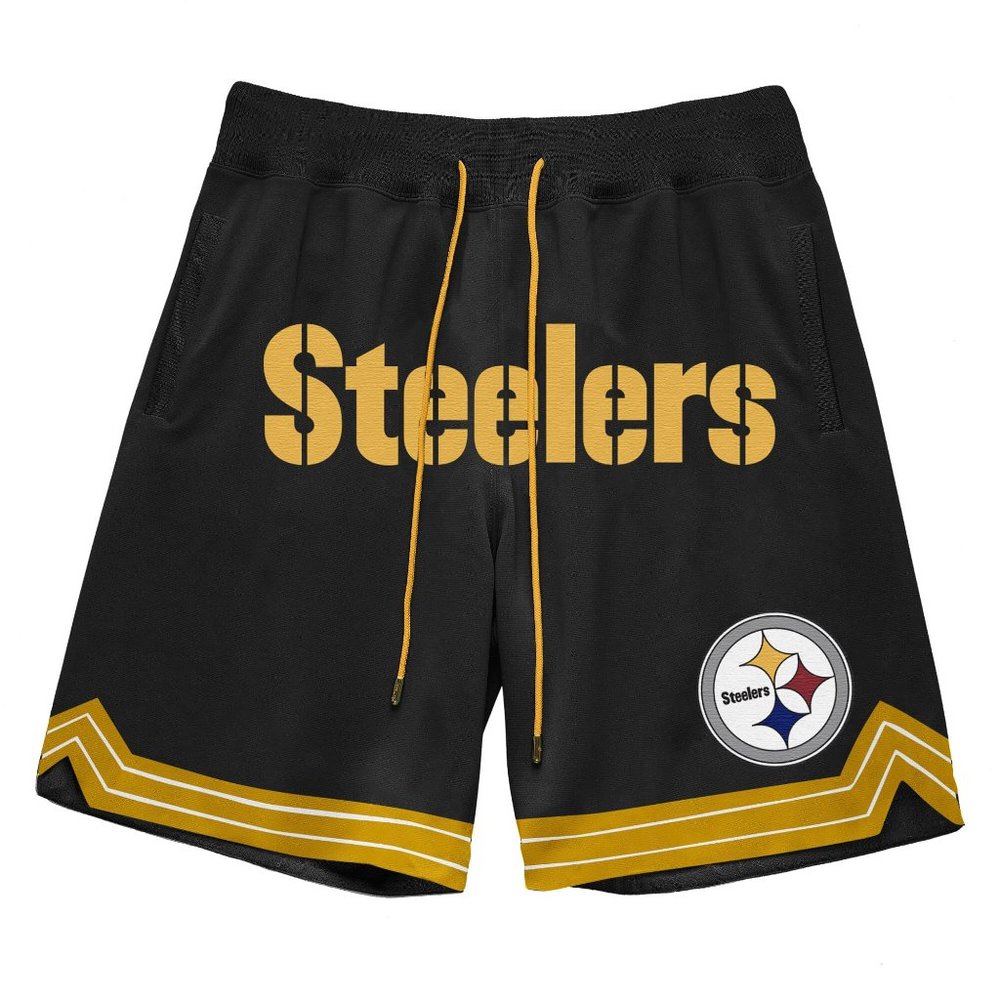 Pittsburgh Steelers Mitchell & Ness Just Don Gold Rush Shorts - Black - Picture 4 of 4